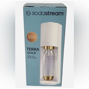 SODASTREAM 1L Terra LIMITED EDITION GOLD Soda Maker Kit W/CO2 Cylinder & Bottle